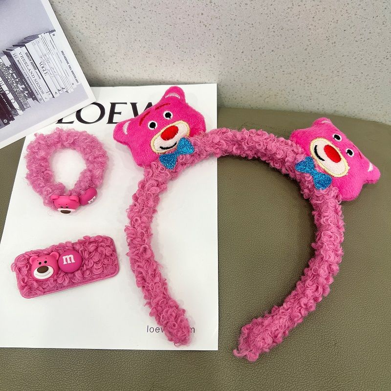 Bộ Dây Buộc Tóc / Kẹp tóc hỗ trợ rửa mặt Rửa Mặt Cỡ Lớn Hình Gấu / Dâu Tây Hoạt Hình Dễ Thương BI67