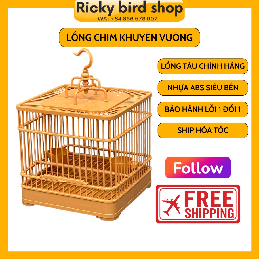 Lồng chim khuyên Ricky, lồng khuyên nhựa ABS siêu bền, tiện lợi (Tự lắp ráp đơn giản)