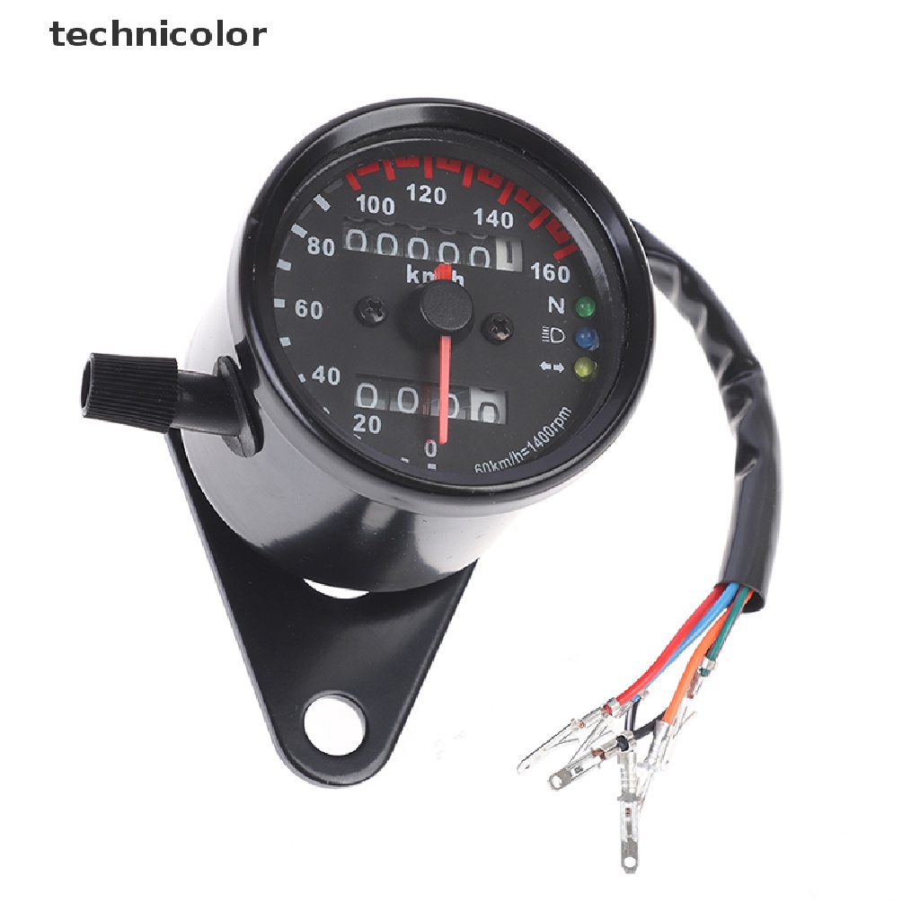 Đồng Hồ Đo Tốc Độ Kép 12V Màu Đen Có Đèn LED Báo Hiệu Cho Xe Máy