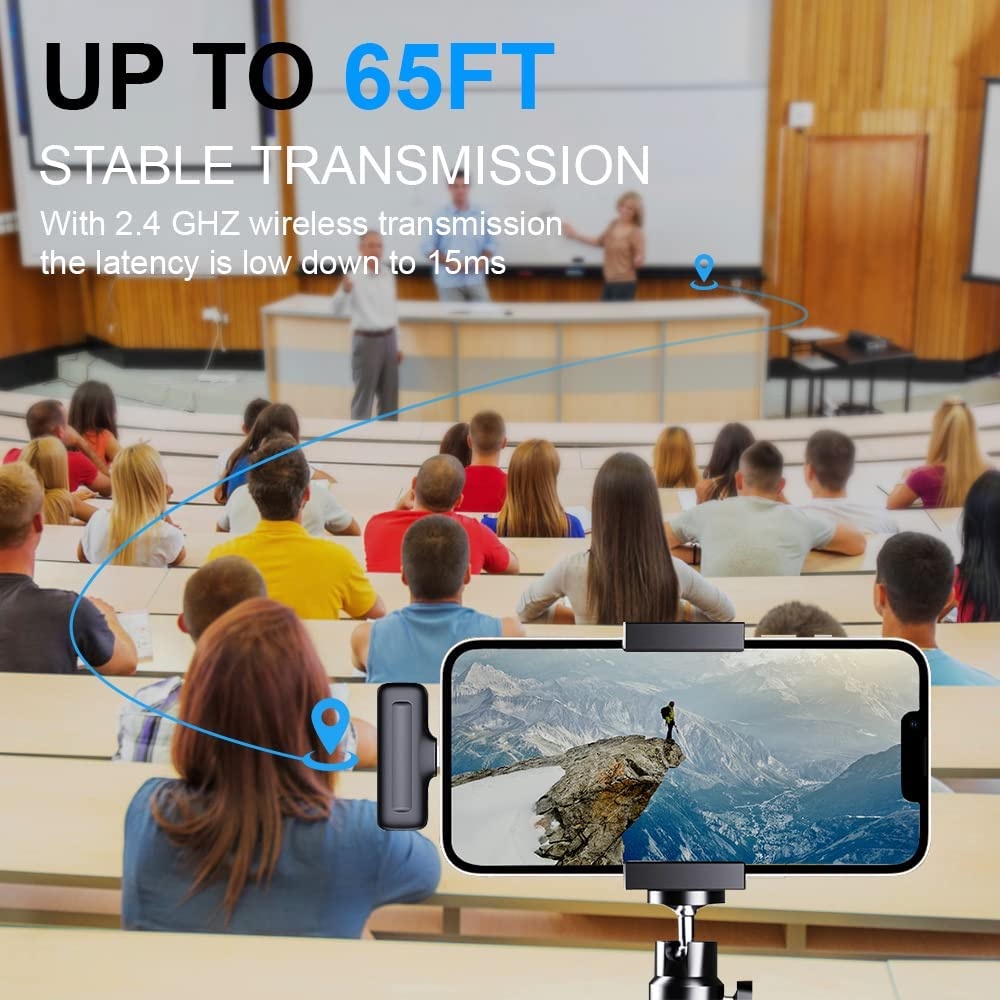 Mic thu âm không dây Micro không dây với hộp sạc mini mic livestream  2.4GHz micro không dây cài áo micro thu âm