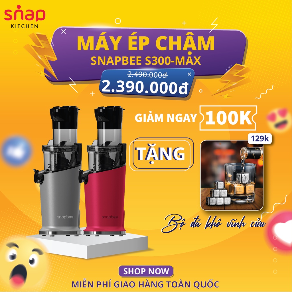 Máy Ép Chậm Snapbee S300 MAX - Ép Kiệt Bã-Máy Ép Trái Cây-Siêu Bền-Bảo hành 24 tháng-Tặng Khuôn Làm Kem