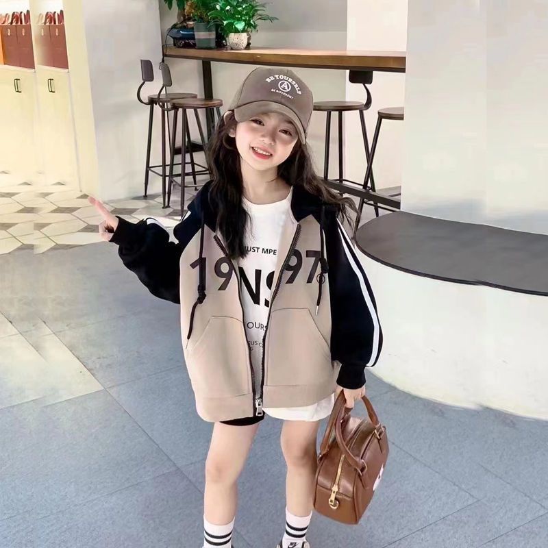 Áo Khoác hoodie Hai Lớp Màu Hồng Dễ Thương Thời Trang Thu Đông 2022 Cho Bé Gái 9 Tuổi