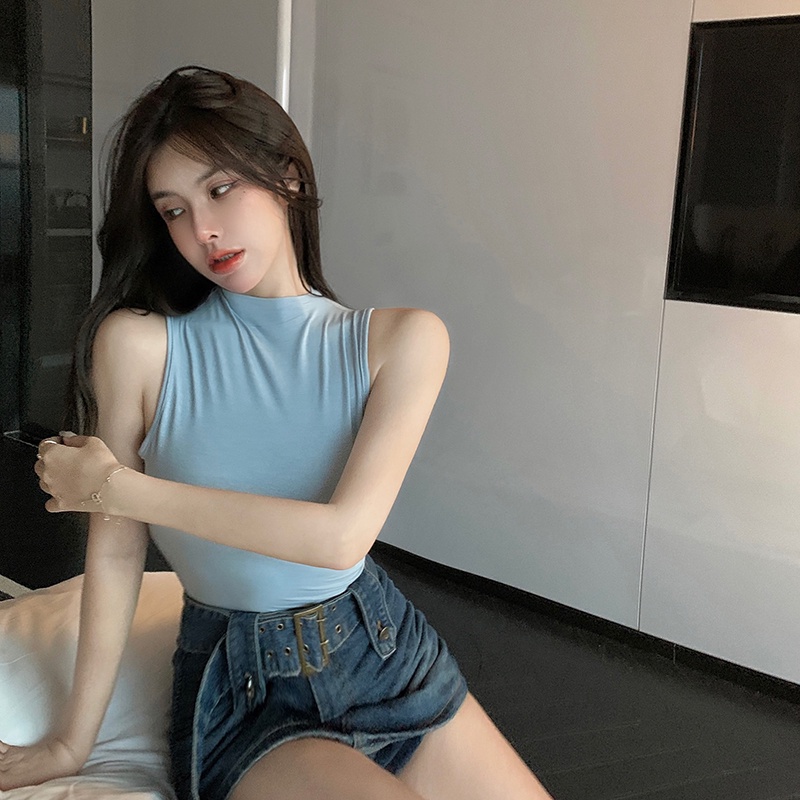 IELGY Áo Sát Nách Cổ Lọ Dáng Ôm Thời Trang Cho Nữ