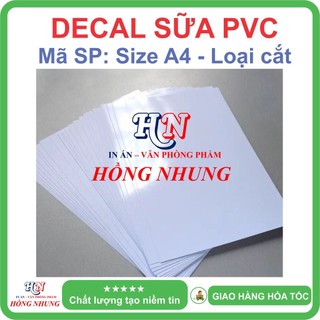   In Laser  Xấp 50 Tờ Decal nhựa PVC trắng Sữa A4 - Giúp Bạn In Tem Nhãn Ghi Chú Hay Bìa Nhãn Bưu Phẩm 