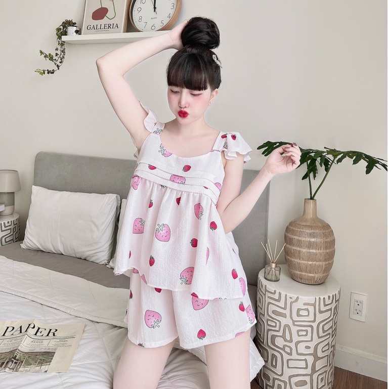 Bộ Đồ Ngủ Nữ SOJUN Bộ Đũi Xốp Xếp 3 Ly Size 40-70Kg