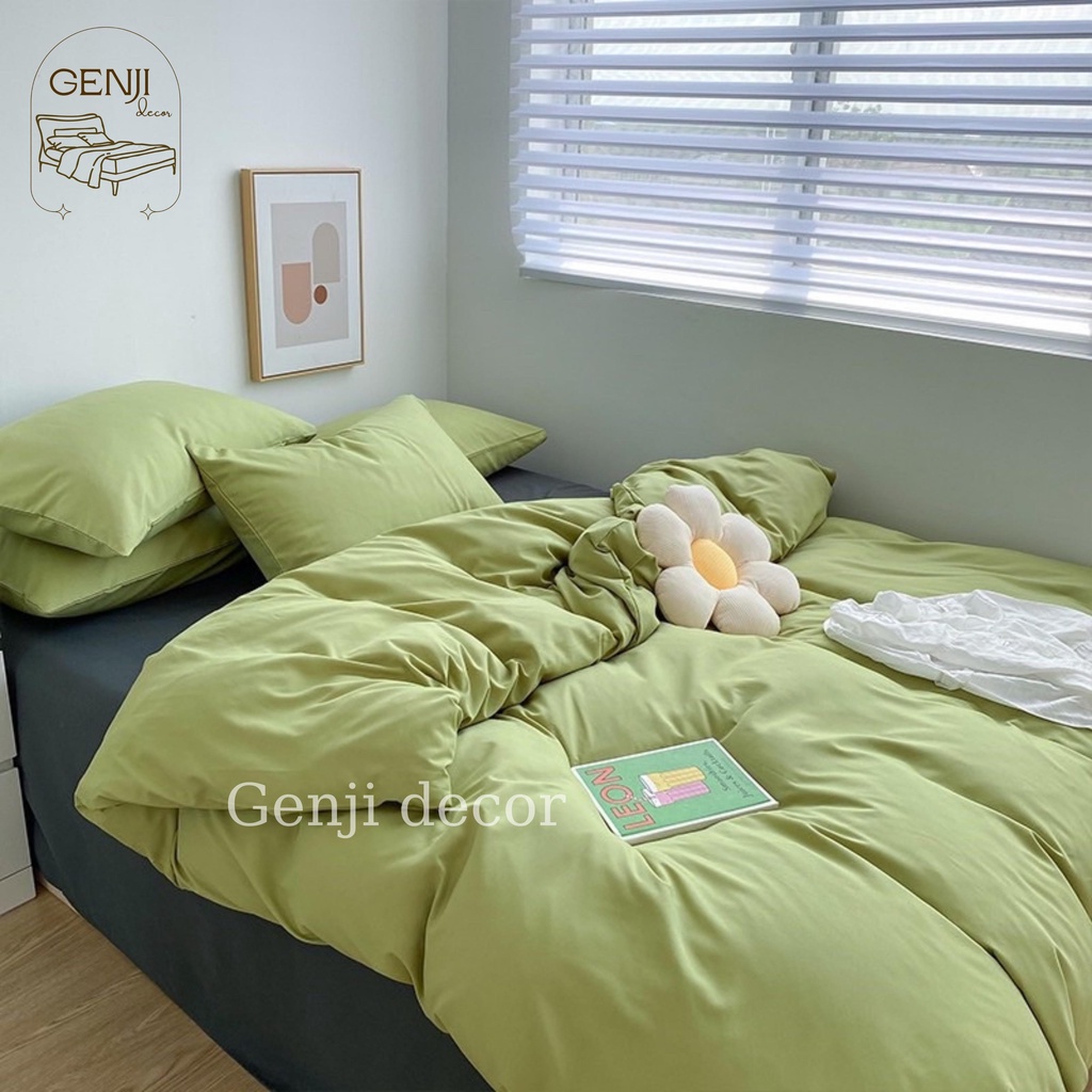 Bộ chăn ga gối cotton poly Genji Decor 01, bộ chăn ga gối 4 món đầy đủ kích thước mẫu mã