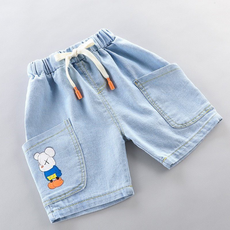 SÉT Bộ Quần Áo Bé Trai KEYER KIDS, Áo POLO Cổ Bẻ Chất Cotton 2 Chiều Hình Chú Cún, Quần Short Jean 2 Túi Hình Thêu SZ55