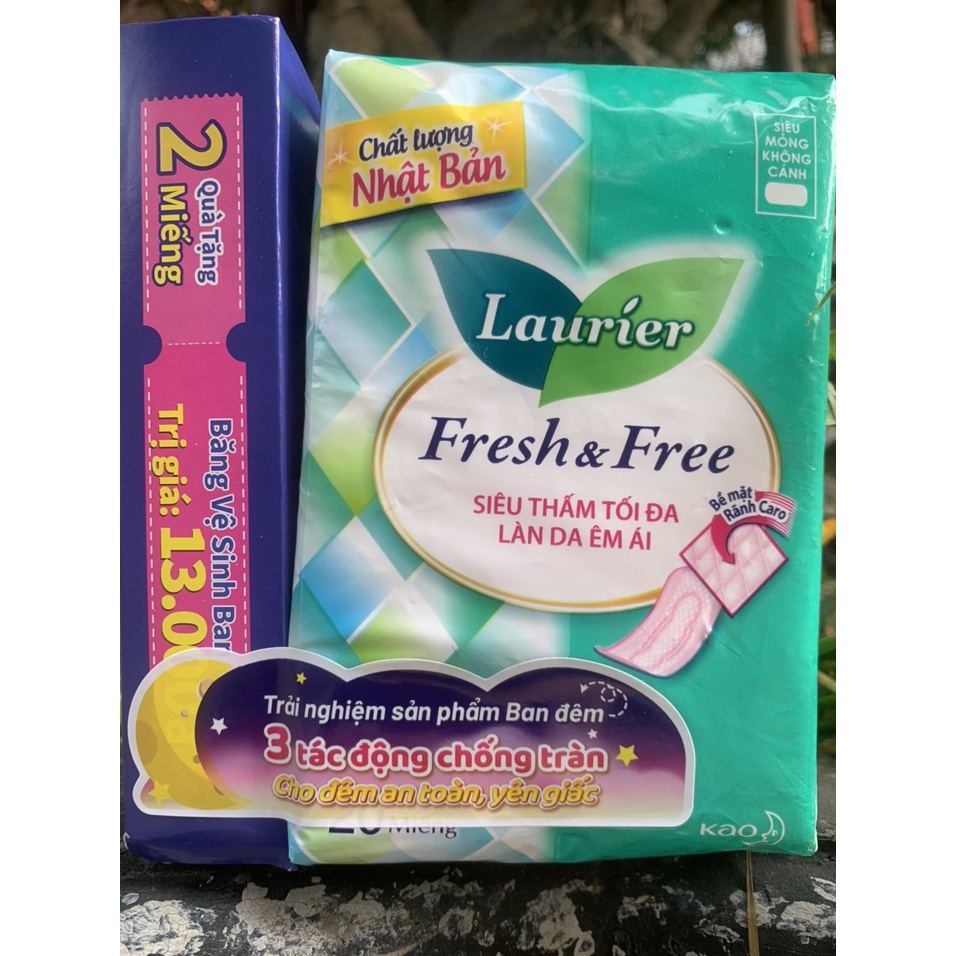 BĂNG VỆ SINH LAURIER FRESH & FREE 20 Miếng