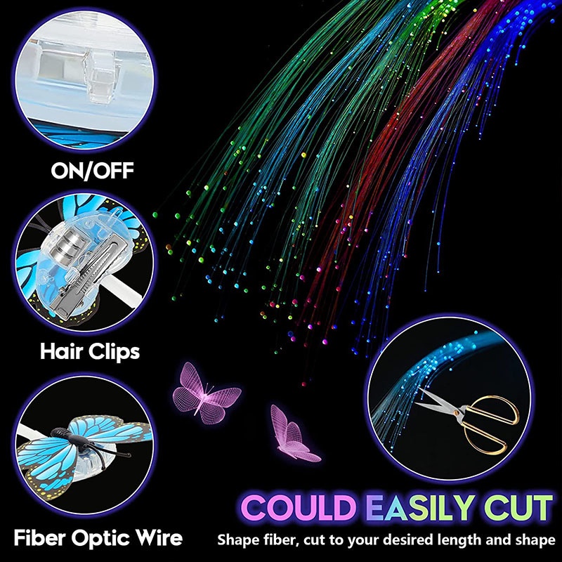 1 Kẹp Tóc Sợi Quang Đèn LED Phát Sáng Nhiều Màu