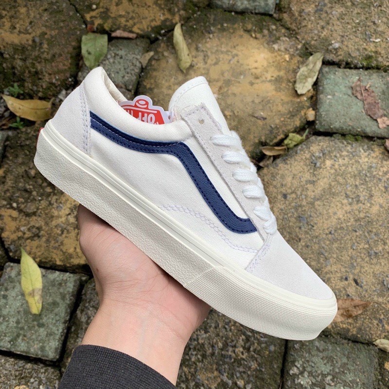 Giày thể thao vans trắng xám sọc đen mẫu mới 2022 full box bill