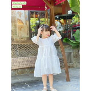 (NEW-NEW)VÁY TRẮNG tay lửng SOFIA CAO CẤP