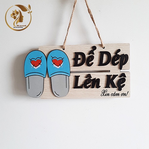 Bảng gỗ treo cửa decor trang trí nhà, bảng gỗ treo tường mẫu Để dép lên kệ