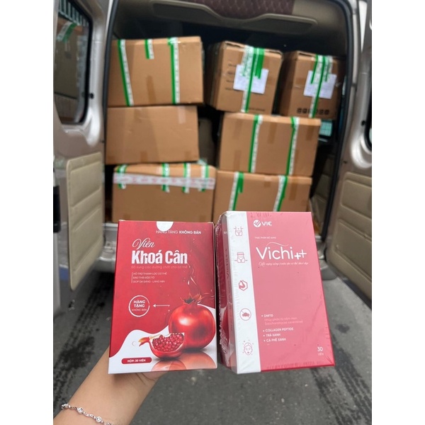 Giảm cân Vichi+ hộp 30 ngày tặng kèm 30v Viên khoá 7-10 cân chuyên trị cơ địa chai lờn