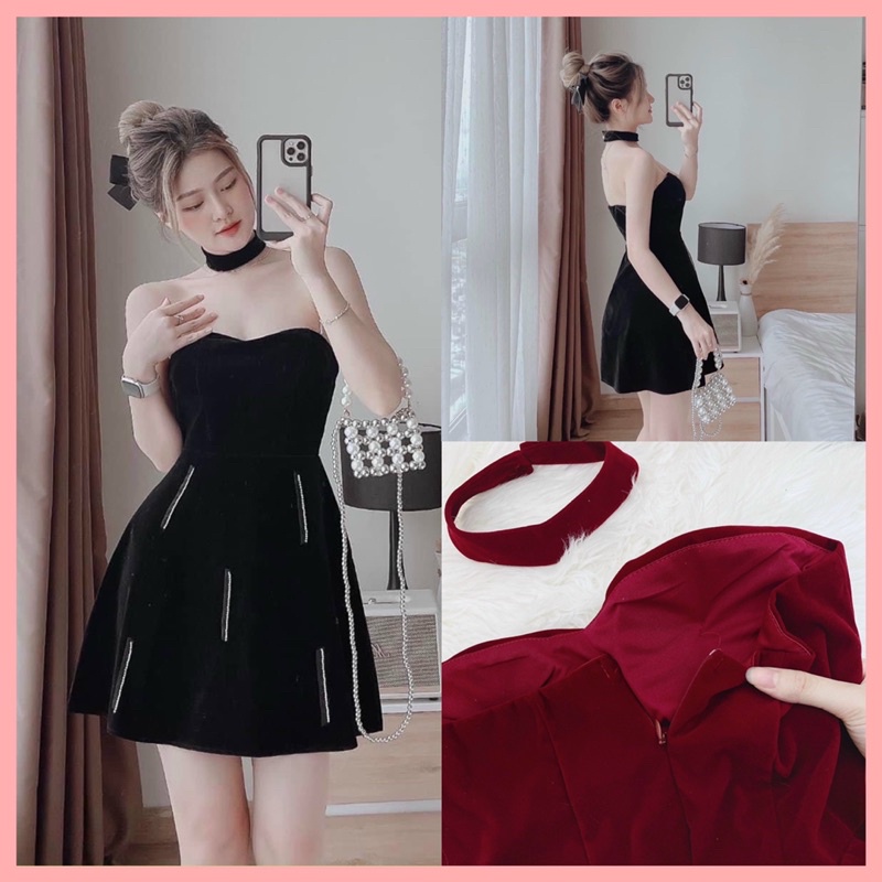 (SHOP NÀNG BÉO BIGSIZE 50KG ĐẾN 90kg) đầm nhung cúp ngực bigsize