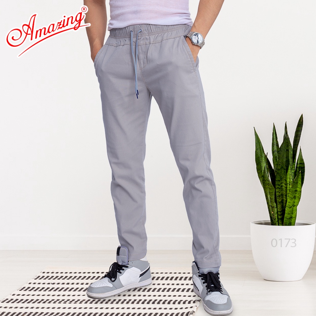 Quần kaki lưng thun Baggy, thương hiệu Amazing cao cấp, thời trang trẻ trung, form suông, dáng thể thao Unisex