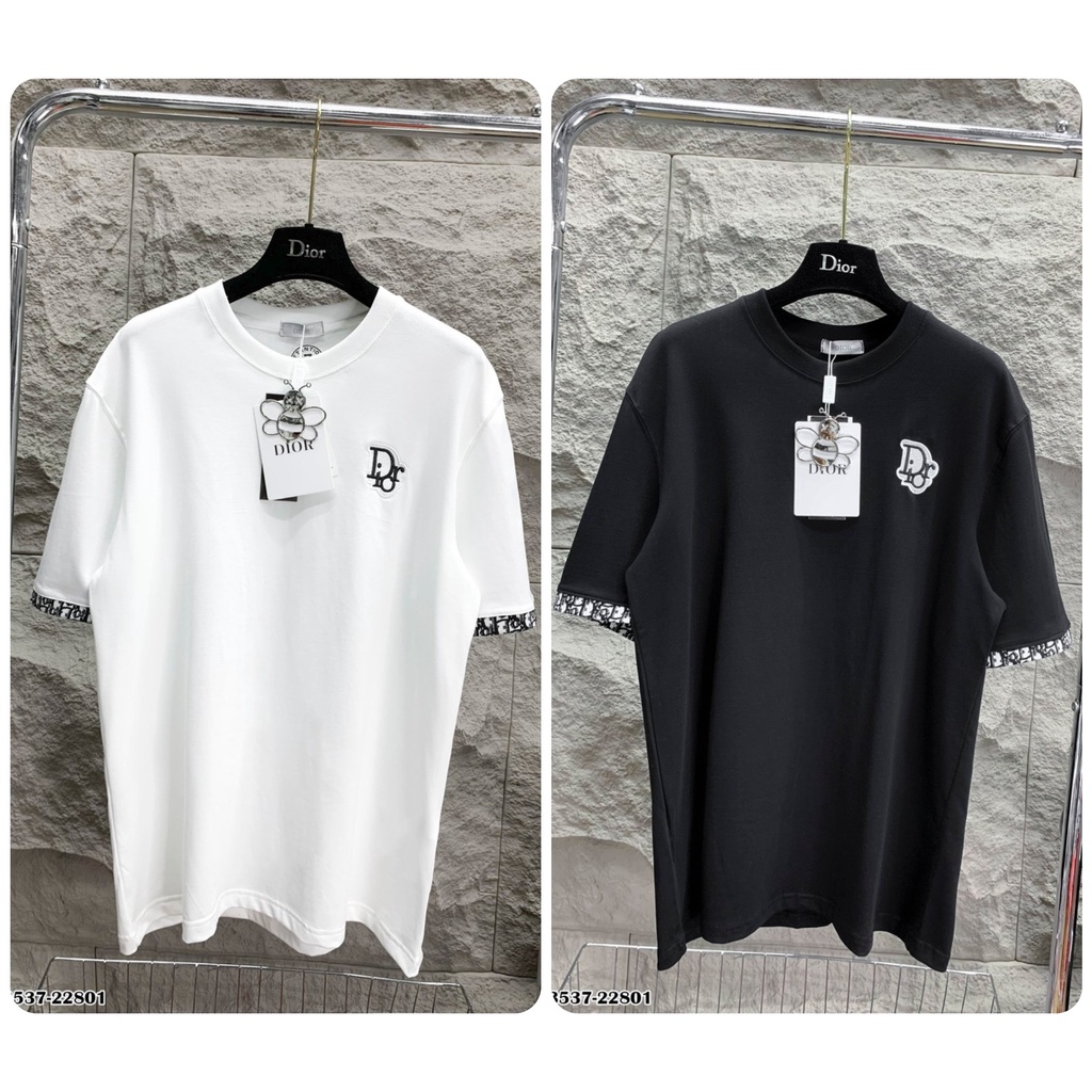 Áo Thun Di ô Nam Nữ Thêu Chữ Siêu Nét - Áo Phông Nam Di ô Thêu Họa Tiết Cổ Tay Cực Chất