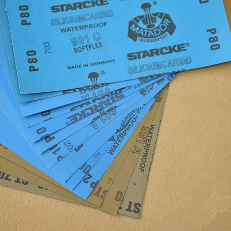 Nhám tờ 23x28cm Starcke Matador Đức các cỡ từ ráp thô đến bóng gương P60 - P7000