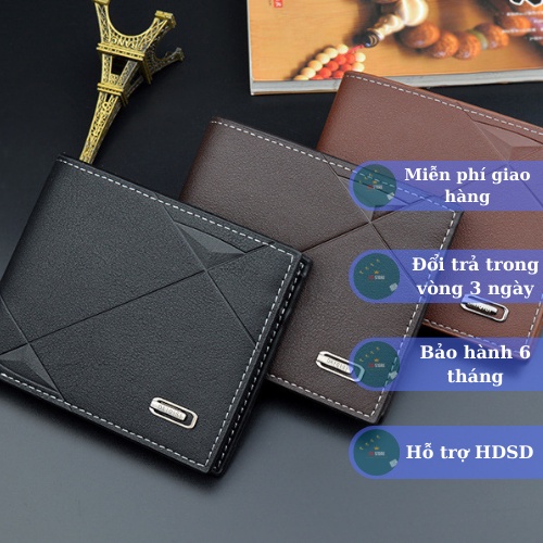 Ví nam / bóp nam -DAIQISI- da PU cao cấp dáng ngang mini đựng tiền, đựng thẻ _V10