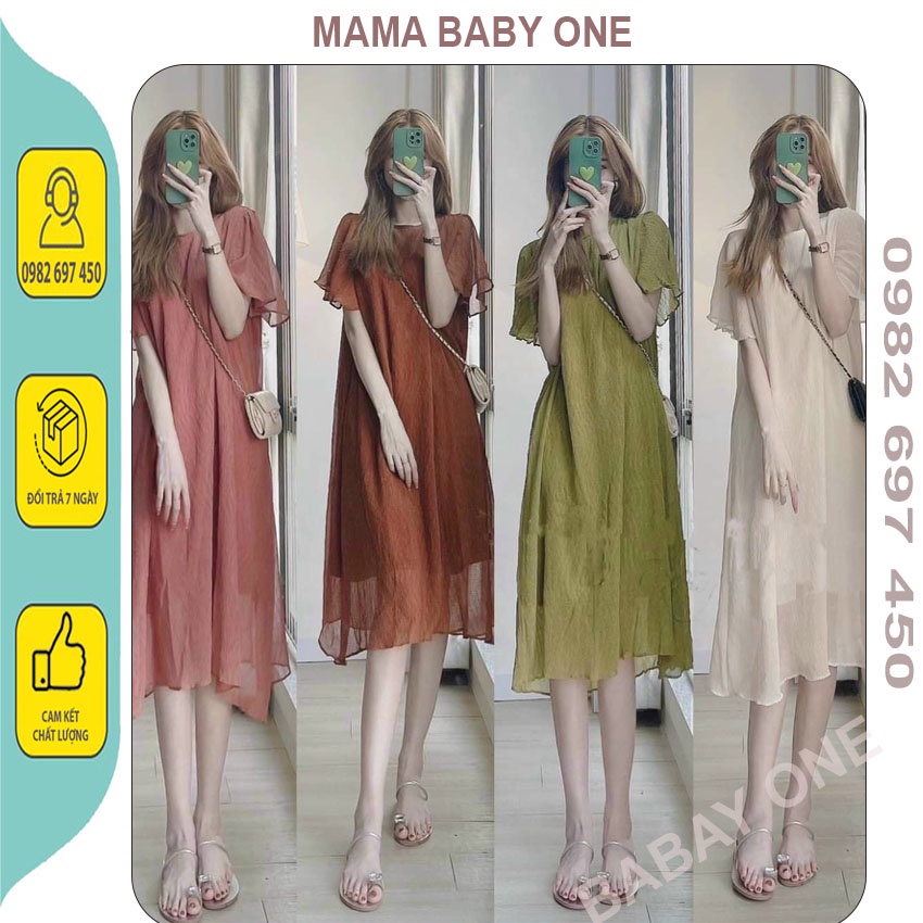 VÁY BẦU CÔNG SỞ CHẤT VOAN LỤA 2 LỚP CAO CẤP TAY PHỒNG NHIỀU - ĐẦM BẦU DỰ TIỆC THỜI TRANG HÀN QUỐC