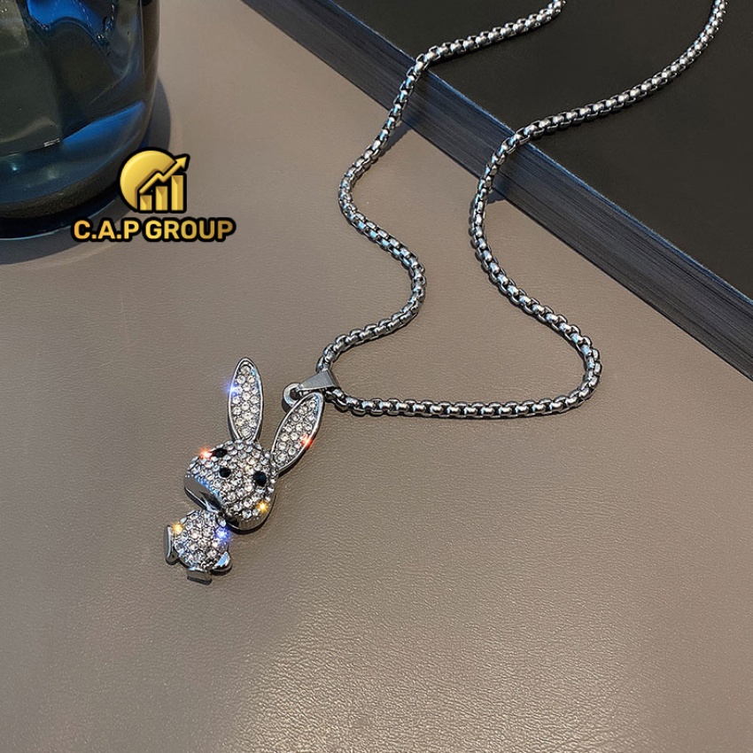 Dây chuyền nữ cá tính không gỉ vòng cổ đính đá Zircon lấp lánh hình Thỏ