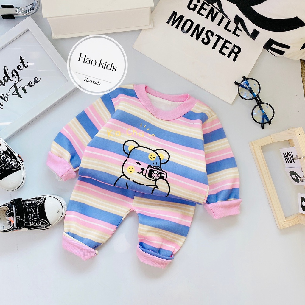 Bộ nỉ cho bé, bộ nỉ bông ấm cho bé in hình hoạ tiết cute,6-16kg