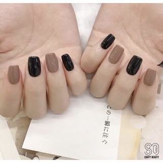 Nail box đen phối nâu đơn giản