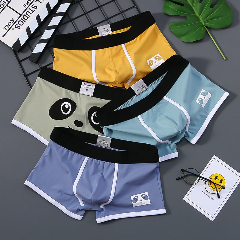 Quần Lót Boxer Cotton In Hình Gấu Trúc Dễ Thương Chất Lượng Cao Cho Nam