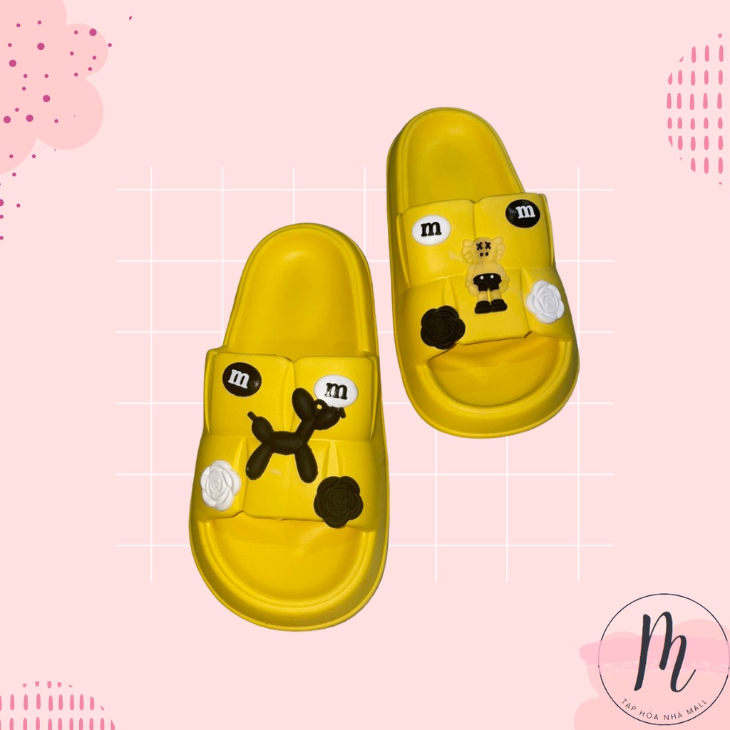 Dép bánh mì đế chaos dép quai ngang nữ hình sticker dễ thương đủ size cho mẹ và bé