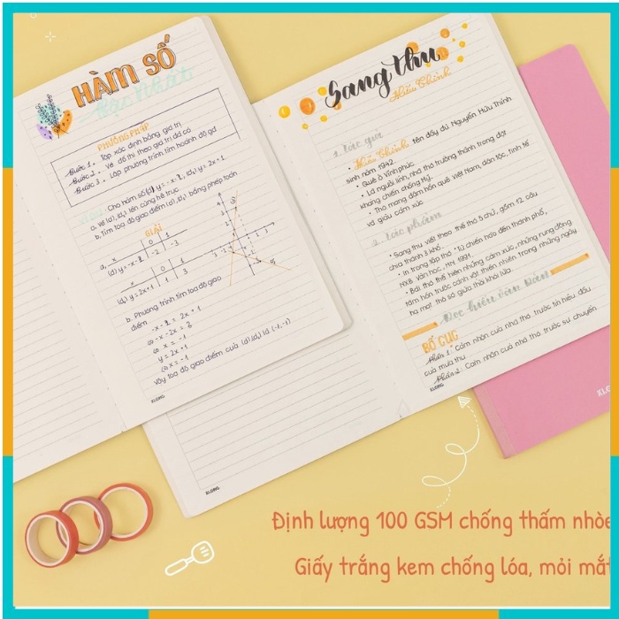 Vở klong may dán gáy kẻ ngang Lined 120trang, 200 trang A4 100/76; MS 847, 848