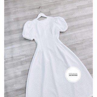 ✨BÁN SỈ✨Đầm xốp trắng ly eo tay bồng