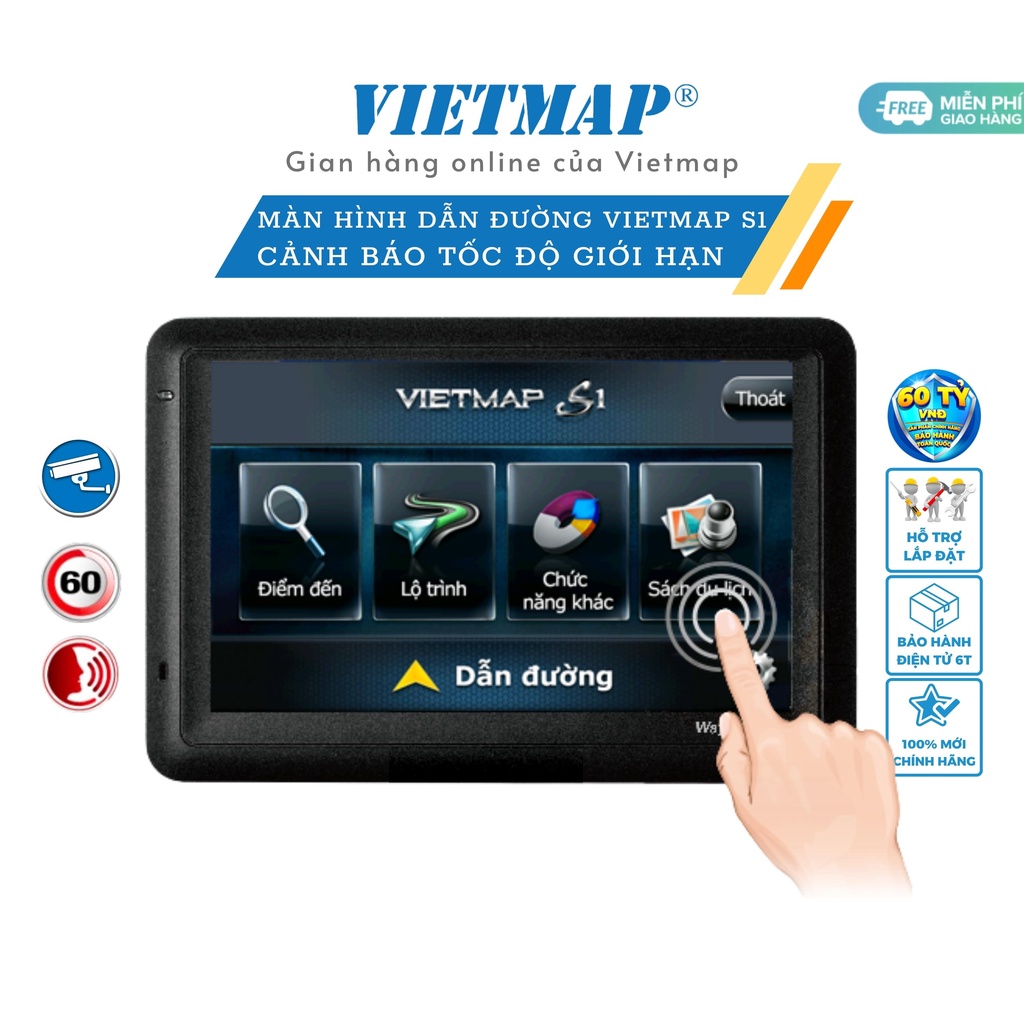 Vietmap Waygo 500 - Màn hình Dẫn đường Vietmap S1 - Cảnh báo tốc độ giới hạn bằng giọng nói - Hàng chính hãng