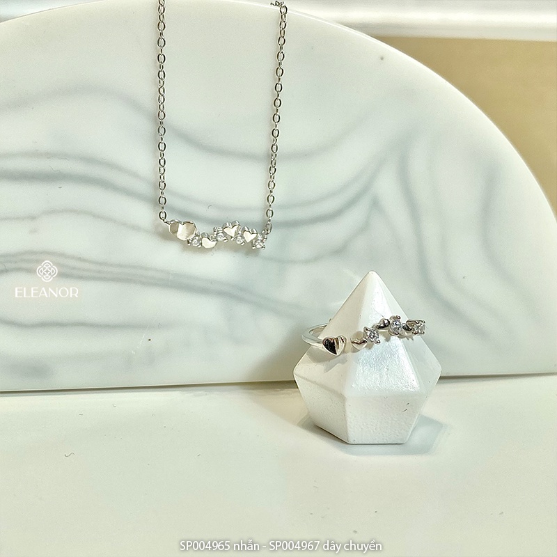 Dây chuyền nhẫn nữ bạc 925 Eleanor Accessories bộ trang sức hình trái tim đính đá phụ kiện trang sức 4965