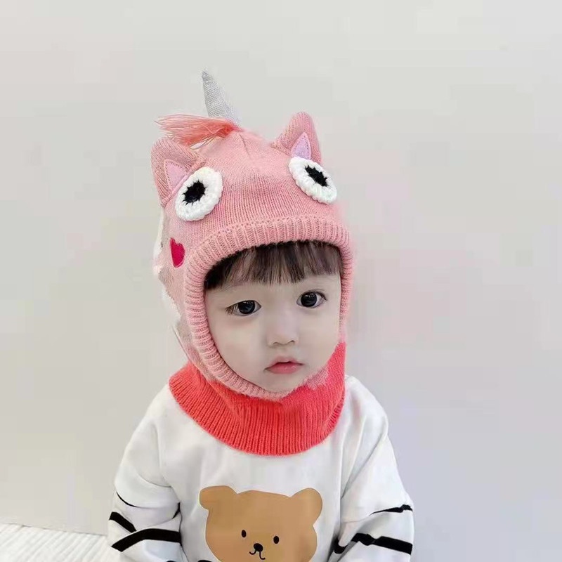 Set Nón Len Và Khăn Choàng Cổ Hình Khủng Long Đáng Yêu Cho Bé