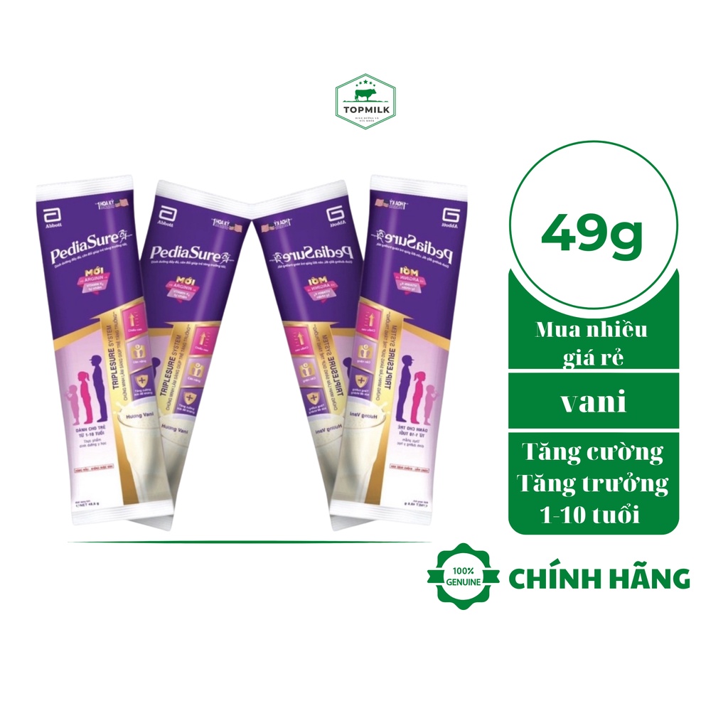 Sữa Pediasure gói 49g vị vani giúp bé tăng trưởng chiều cao, cân nặng và sức đề kháng - Chính Hãng