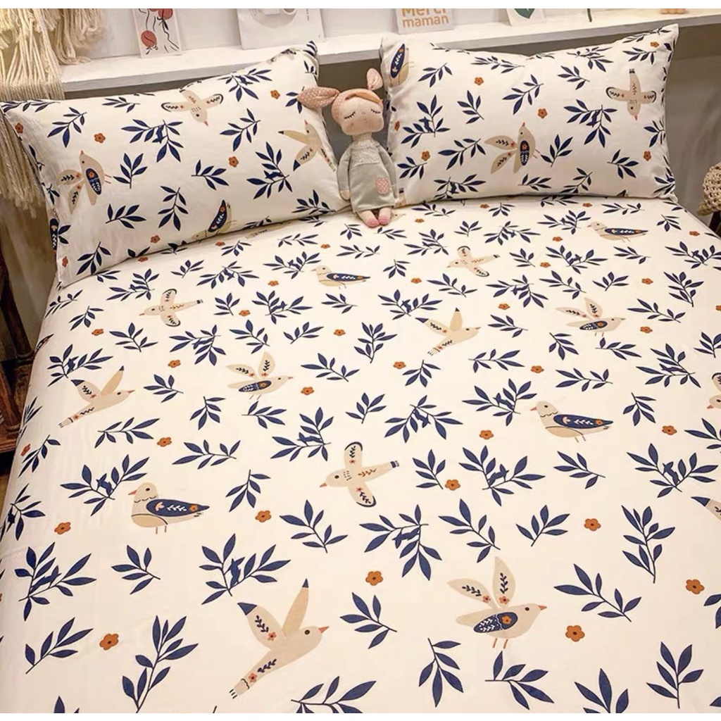 SET GA GỐI COTTON LIVING HOA LÁ- TOKYO.BEDDING