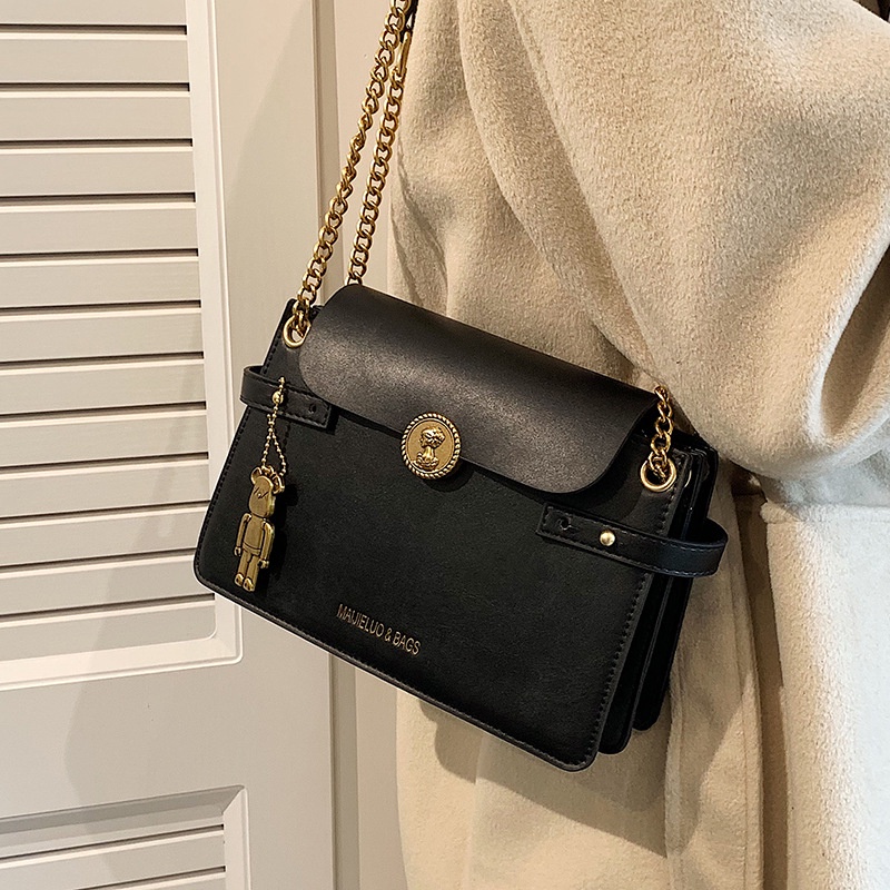 Túi Đeo Chéo Dáng Vuông Nhỏ Phối Dây Đeo Sợi Xích Thời Trang Cao Cấp Cho Nữ