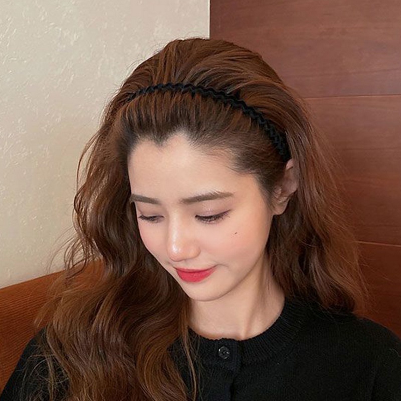 Băng Đô Cài Tóc Màu Trơn Không Trượt Họa Tiết Gợn Sóng Thời Trang Mùa Đông Hàn Quốc Cho Nữ dreamdiary