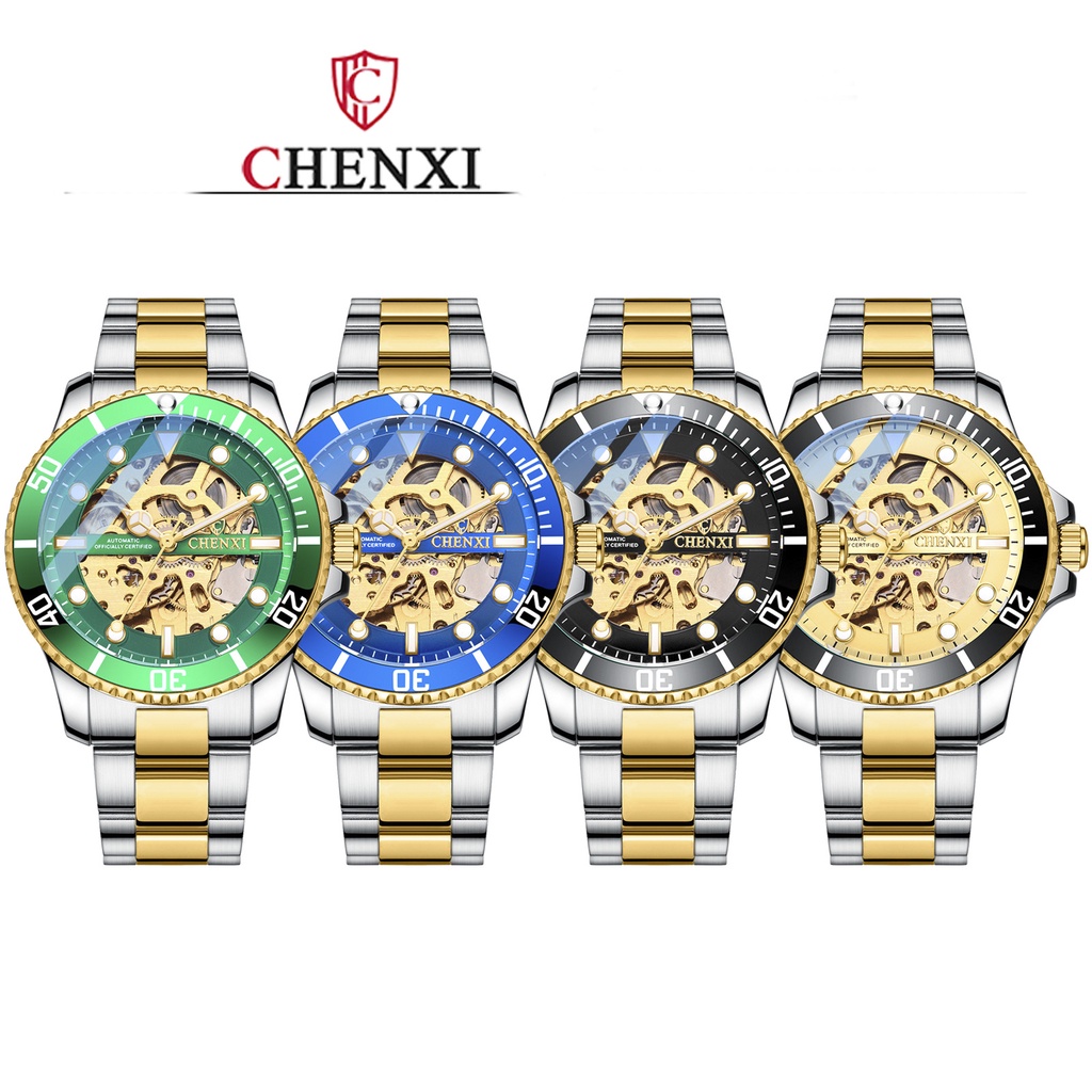Đồng hồ cơ nam Chenxi dây thép lộ máy cơ Automatic cao cấp CX-8805B