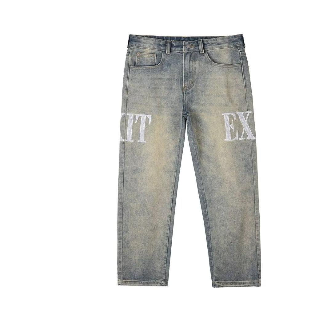 Quần Jean Dài Dáng Ôm Thêu Họa Tiết Phong Cách Âu Mỹ Thời Trang Cao Cấp Cho Nam Và Nữ