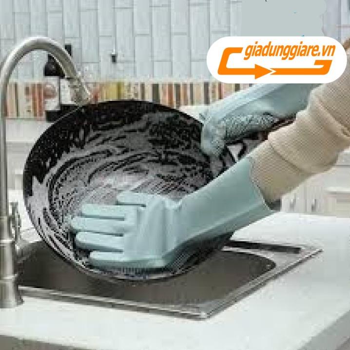 Găng tay rửa chén Silicon có gai giúp dễ dàng cọ rửa sạch bát đĩa lau chùi nhà cửa lau bếp nhà vệ sinh - HS Shop Đà Nẵng