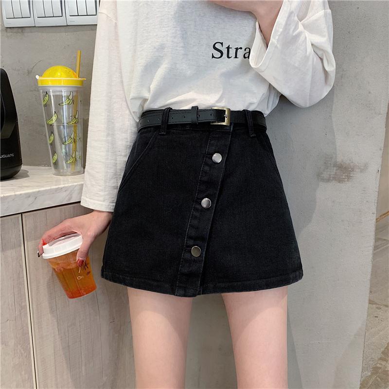 Jiashucheng Quần Short Denim Chữ a Lưng Cao Ống Rộng Phong Cách Hàn Quốc Thời Trang Xuân Hè Hàng Mới Dành Cho Bạn Nữ