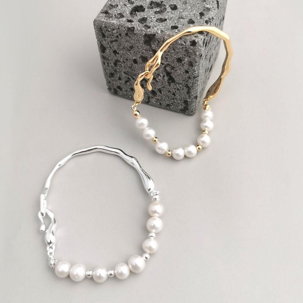 Vòng Tay Kim Loại Dạng Lỏng Phong Cách Baroque Ngọt Ngào Cho Nữ