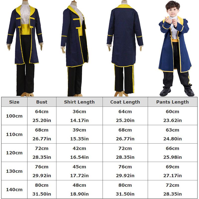 Kids Beauty And The Beast Prince Adam Cosplay Costume Adam Costume Boys Men Halloween Party Suit