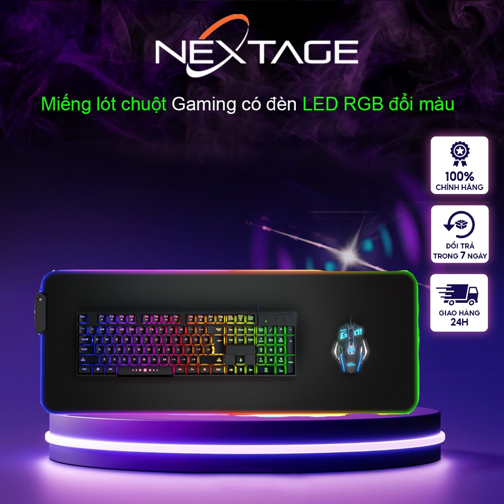 Miếng Lót Chuột Gaming Có Đèn Led RGB Đổi Màu Cực Đẹp Dành Cho Game Thủ - Bàn Di Chuột Chơi Game Chống Trượt - NEXTAGE