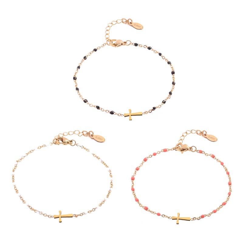 Vòng Đeo Tay Thép Không Gỉ JP5 Mặt Thánh Giá Thời Trang Dành Cho Nữ