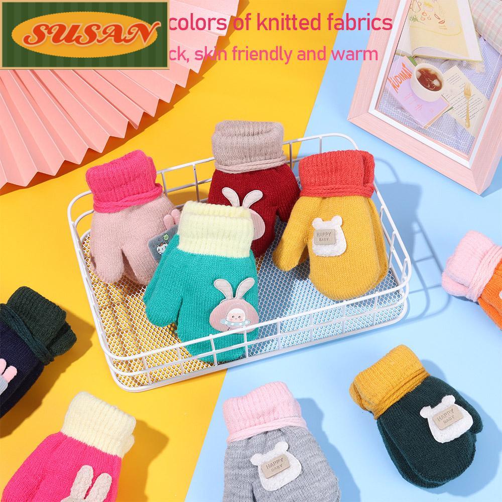 1-3 tuổi Găng tay ấm cho trẻ em lông cừu dày lên phim hoạt hình dễ thương