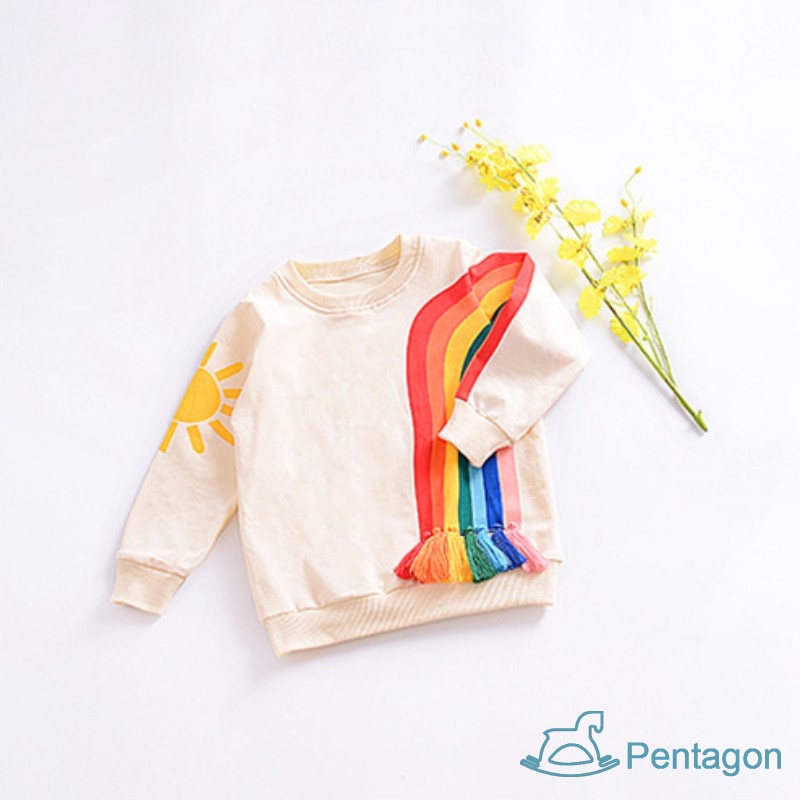 Áo Thun Tay Dài In Họa Tiết Cầu Vồng Hoạt Hình Dành Cho Bé Gái