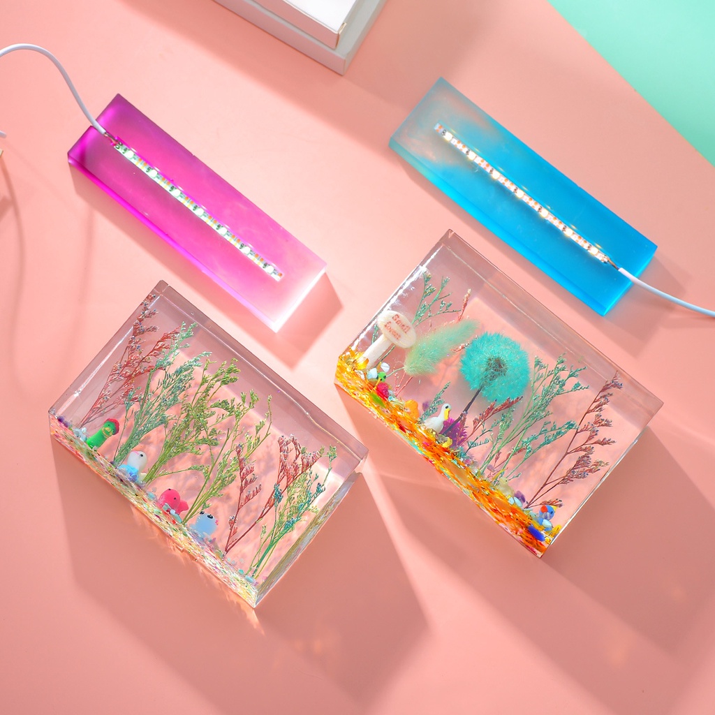 Khuôn silicone Làm Hoa Khô Hình Khối Vuông / Đèn Ngủ Bằng epoxy resin DIY