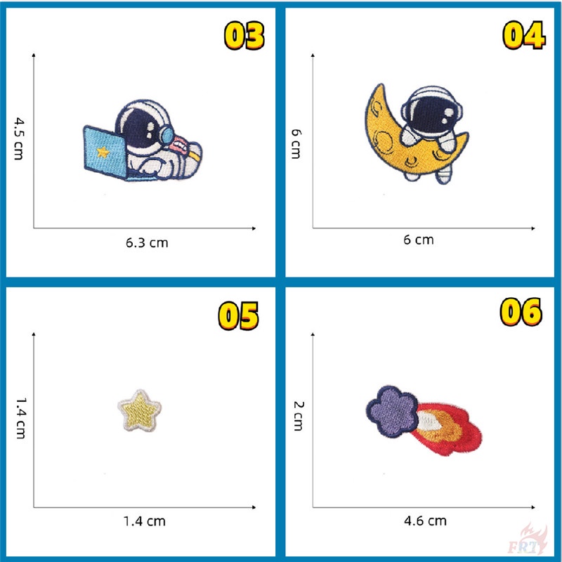 ✿ Miếng Dán Tự Dính Họa Tiết Phi Hành Gia Hoạt Hình UFO / Vệ Tinh / Tên Lửa / Ngôi Sao ✿ 1 Miếng Dán Ủi Lên Quần Áo & Túi Xách Thêu Hình Chim Ruồi