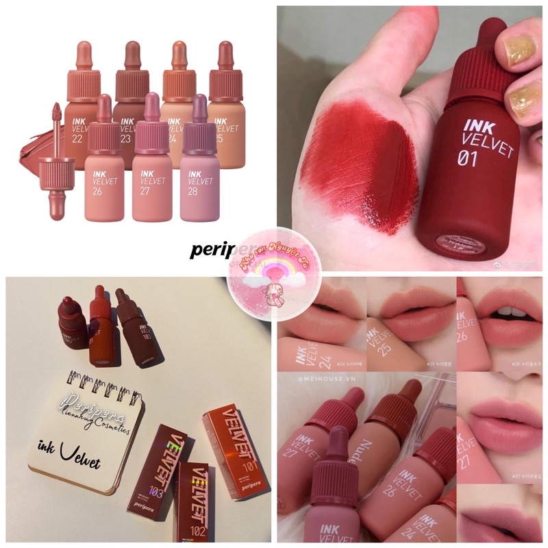 Son Ink Peripera Velvet siêu lì mịn môi xinh xắn lên màu đẹp chính hãng